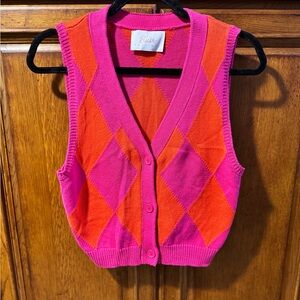 Bright Pink and Orange Blush Boutique Vest
